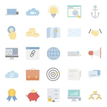Seo and e-marketing flat icon set Stock Illustration