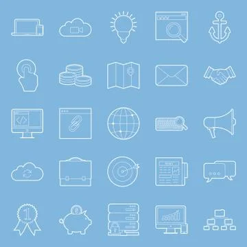 Seo and e-marketing thin lines icon set Stock Illustration