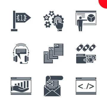 Seo and web opimization icons set 스톡 일러스트