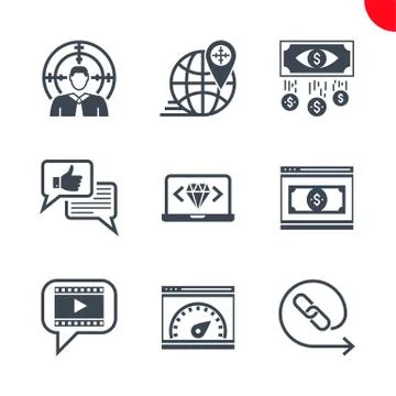 Seo and web opimization icons set Illustrazione stock