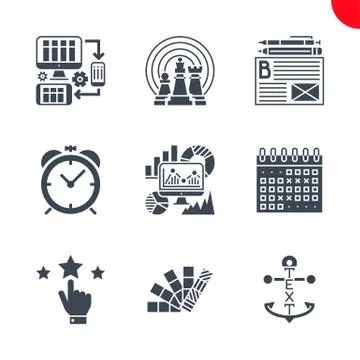 Seo and web opimization icons set Stock Illustration