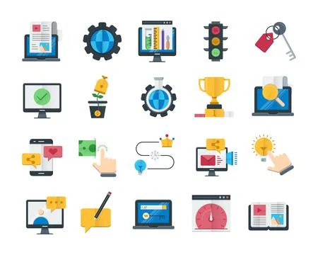 Seo and web optimization icons Illustrazione stock