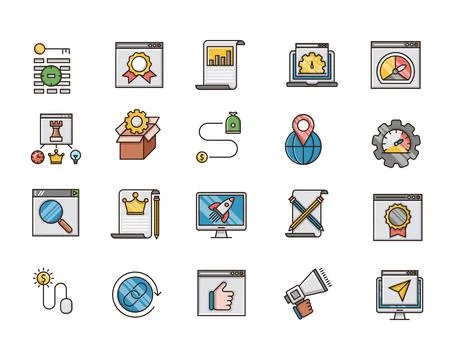 Seo and web optimization icons Illustrazione stock