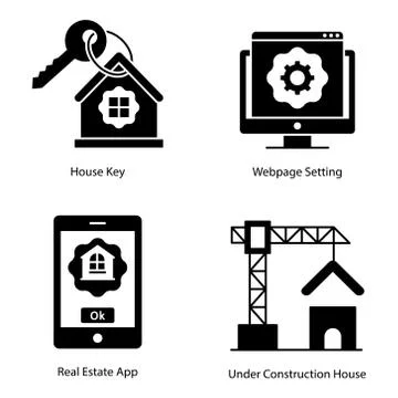 Seo And Web Solid Icons Pack Stock Illustration