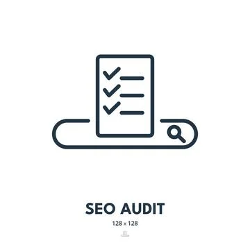 SEO Audit Icon. Search Engine Optimization, Report, Analysis. Editable Stro.. Stock Illustration