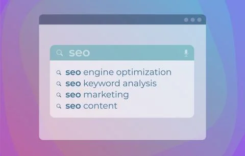 SEO Autocomplete Search Web Suggestions modern vector concept. Website searching 스톡 일러스트