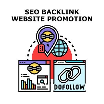 Seo backlink website promotion strategy illustration 스톡 일러스트