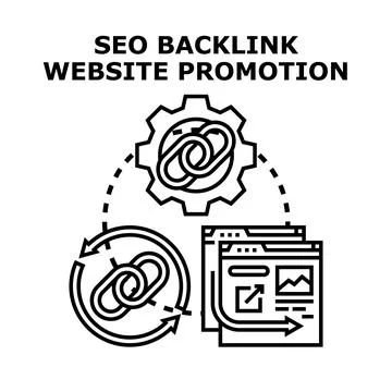 Seo backlink website promotion strategy concept Stock Illustration