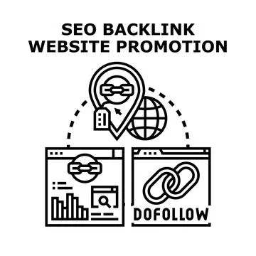 Seo backlink website promotion strategy illustration Stockillustratie