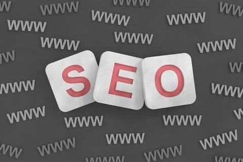 SEO banner. Search Engine Optimization. 3D rendering. Stock Illustration