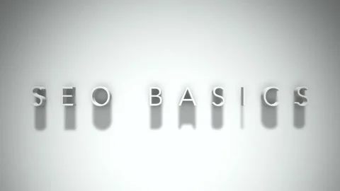 SEO Basics 3D title animation with shadows on a white background Stock Footage 296683642