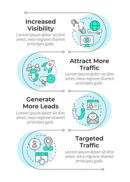 SEO benefits infographic vertical sequence Illustrazione stock