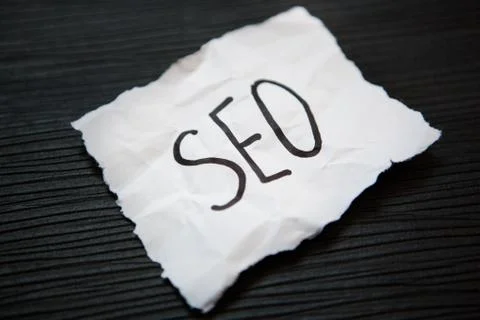 SEO on black background Stock Photos