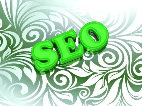 SEO- bright color letters on nice green ornament background Stock Illustration