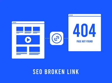 SEO Broken Link concept. Search engine optimization internal broken link or dead Stock Illustration