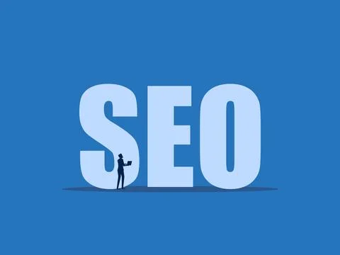 SEO, Businessman Exploring Web Page Data, Search Engine Technology Illustrazione stock