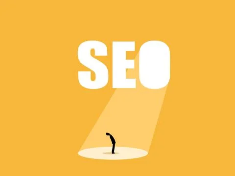 SEO ,Businessman on the process of website optimization Stock Illustration