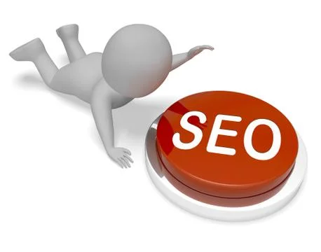 Seo Button Means Search Engine Optimization 3d Rendering Stockillustratie