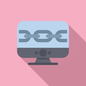 Seo chain computer icon flat vector. Seo website Stock Illustration