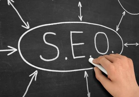 Seo chalkboard write concept  3d illustration Stock Illustration