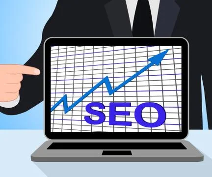 Seo chart graph displays increase search engine optimization Stock-Illustration