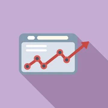 Seo chart website icon flat vector. Computer market Stock Illustration