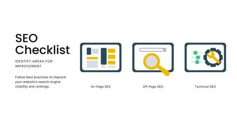 SEO Checklist Banner on Light Background. Stylish Marketing Banner Stock Illustration