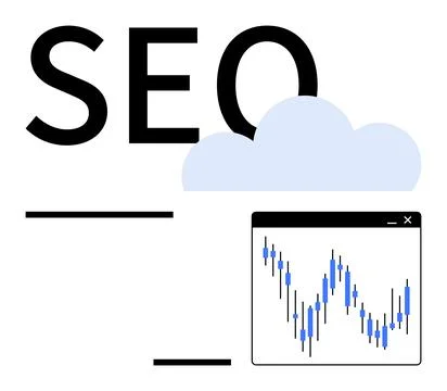 SEO with Cloud Computing and Analytics Graph for Website Optimization Stockillustratie