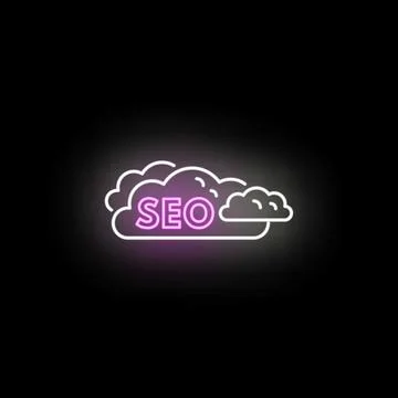 Seo cloud computing neon glowing symbol concept Stockillustratie