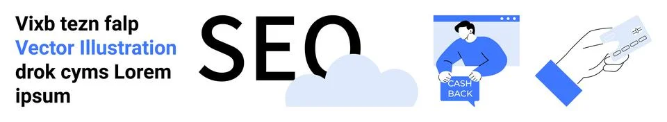 SEO Cloud Concept with Analytics Graphics and Human Interaction Elements イラスト素材