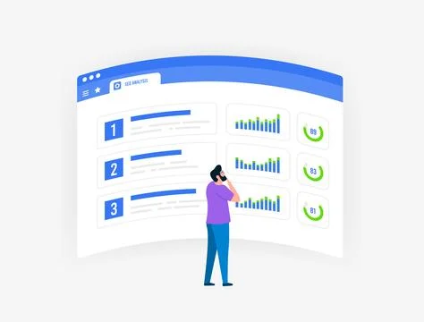 SEO Competitor Analysis concept. Parsing and analysis of competitors in search Stock Illustration
