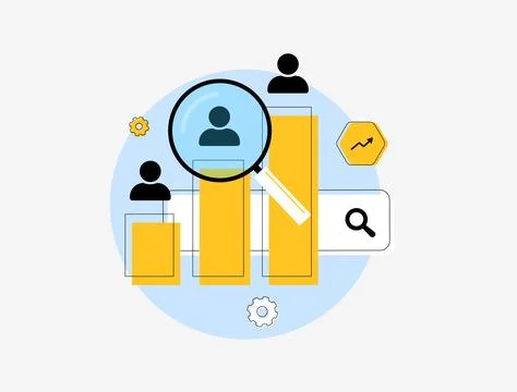 SEO competitor analysis tools - keyword research, backlink tracking, performance Stock Illustration