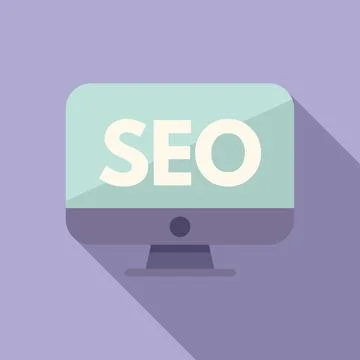 Seo computer engine icon flat vector. Global web Illustrazione stock