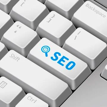 Seo concept with 3d computer keyboard Stock Illustration