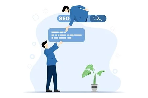 SEO concept, businessman helps optimize website URL to search bar ranking 1. 스톡 일러스트