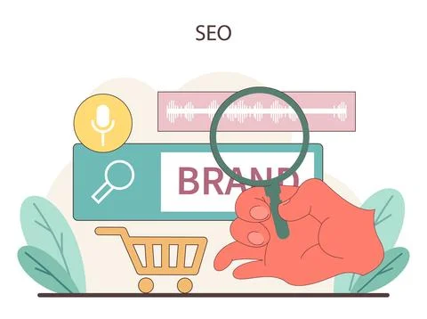 SEO concept. A creative display of SEO practices with a focus on increasing Illustrazione stock