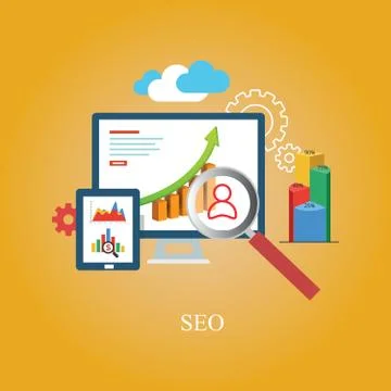 Seo Concept Design Flat Stock Illustration