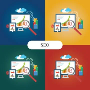 Seo Concept Design Flat Stock Illustration