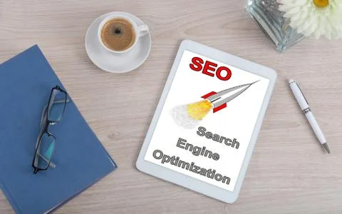 Seo concept on a digital tablet Stock-Fotos