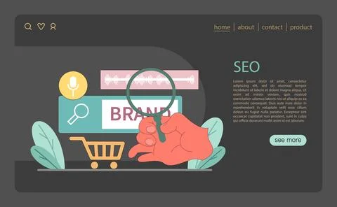 SEO concept. Display of SEO practices with a focus on increasing brand Illustrazione stock