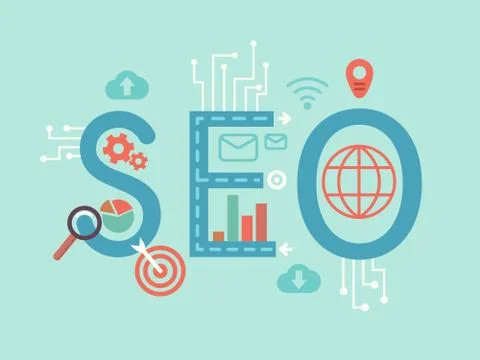 SEO concept flat illustration Stock Illustration
