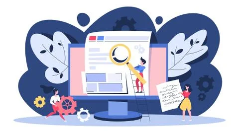 SEO concept. Idea of search engine optimization for website Illustrazione stock