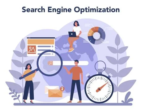 SEO concept. Idea of search engine optimization for website Stock Illustration