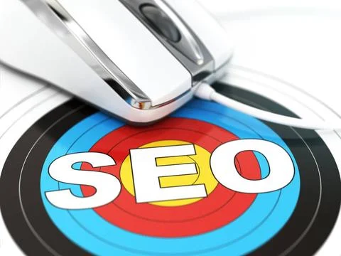 SEO concept. Mouse on the target with text. SEO concept. Mouse on the targ... Stock Photos