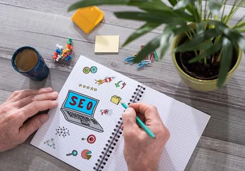 Seo concept on a notepad 스톡 사진