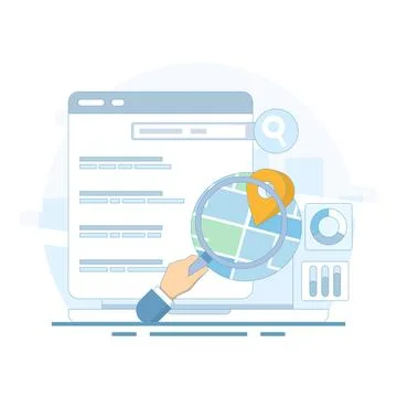 SEO Concept, Search Engine Optimization 스톡 일러스트