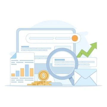 SEO concept search engine optimization, search marketing. Stock Illustration