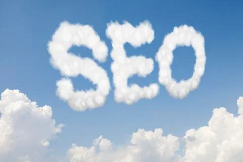 Seo concept text in clouds Stock Illustration