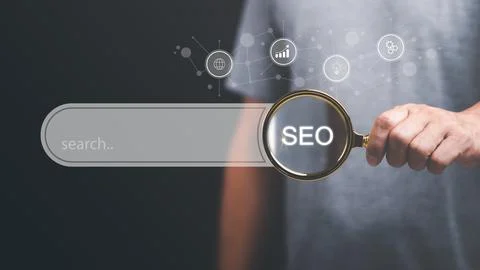 SEO Concepts Optimization Analysis Tool Search engine rankings Social media.. 스톡 사진