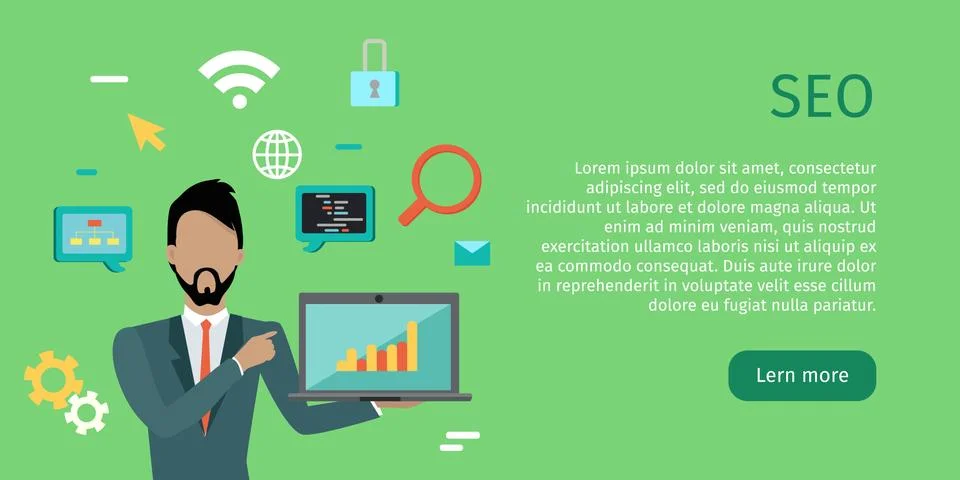 SEO conceptual Vector Web Banners in Flat Style Stock Illustration